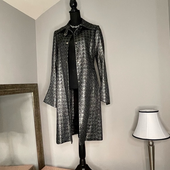 Patricia Pepe Firenze Houndstooth Glimmer Trench Coat - Picture 1 of 3